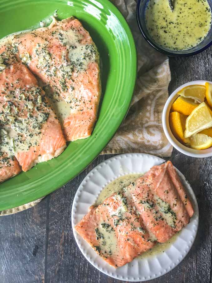 This creamy lemon dill salmon recipe is a delicious low carb dinner that you can make in less than 20 minutes. Also this easy fish dinner only takes a few ingredients to make. Creamy dill sauce infused with lemon tops this melt in your mouth salmon. 