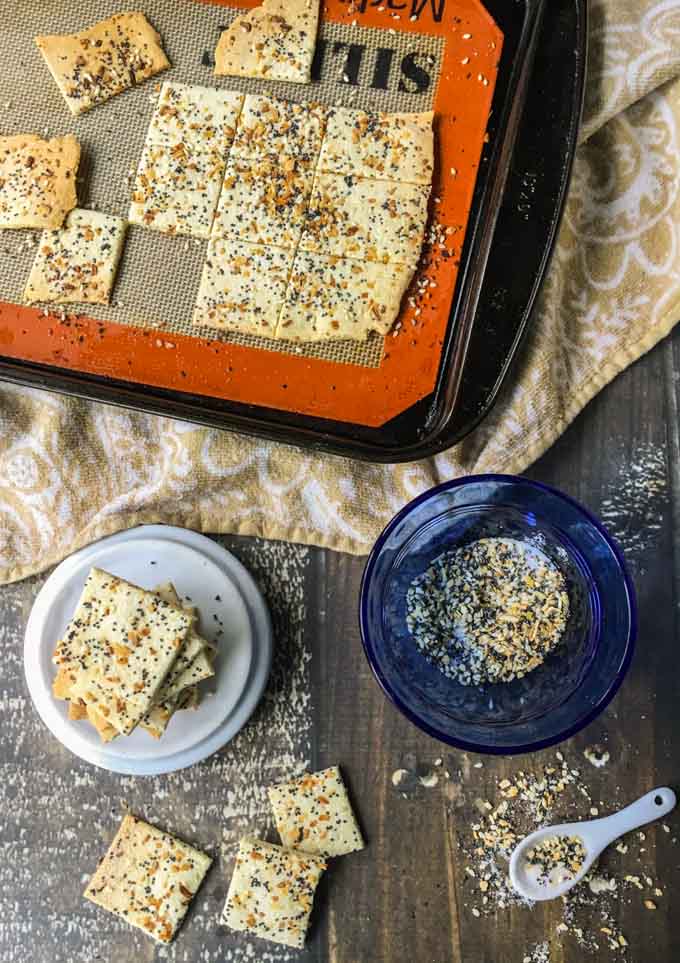 If you love everything bagels you will love low carb everything crackers. These gluten free crackers are very easy to make and are a tasty low carb snack on their own or with toppings. 