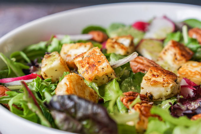 If you are missing those tasty, crunchy bits of bread on your salad, try these seasoned garlic keto croutons! It only takes 4 ingredients and these low carb croutons are full of flavor.