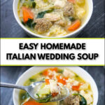 a white bowl of wedding soup and text