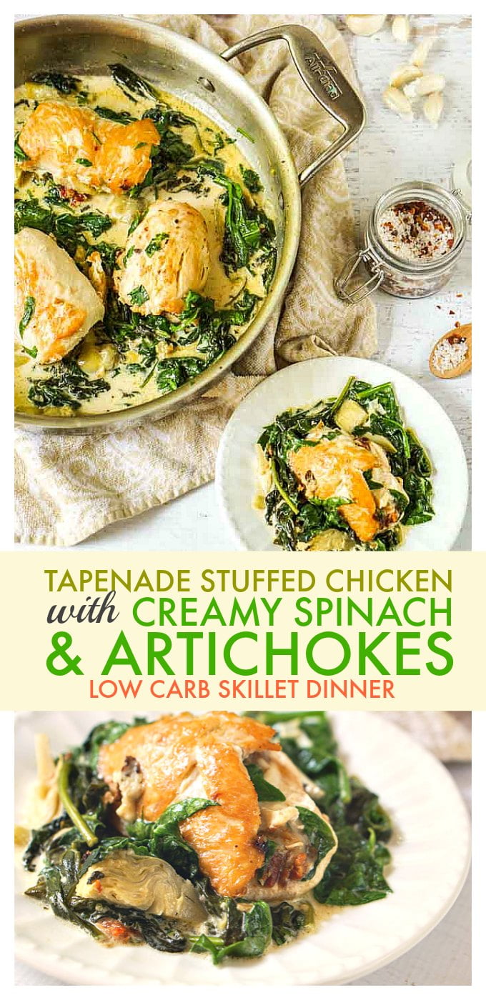 Tapenade Stuffed Chicken With Creamy Spinach & Artichokes (Low Carb) My Life Cookbook