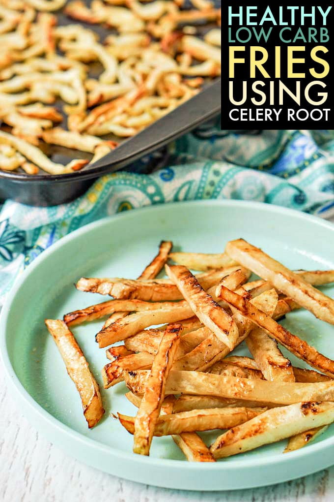 These easy, healthy low carb fries are made with celery root, otherwise known as celeriac. In just minutes you can have tasty crispy fries that taste surprisingly like potato fries but with less carbs. 