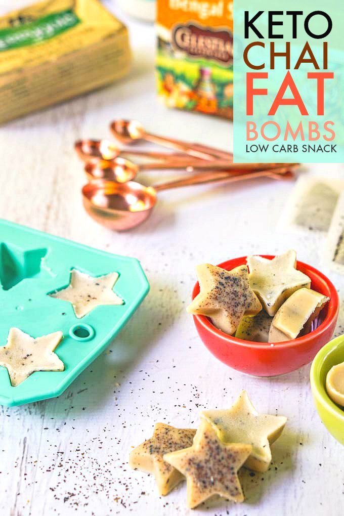 These keto chai fat bombs are a great way to satiate your hunger with good fats when on a keto or low carb diet. Using chai tea for flavor, this is a tasty low carb snack you could store in the freezer.  Each pieces as only 0.2g net carbs.