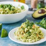 This creamy cilantro lime coleslaw is a delicious low carb side dish that is perfect for summer picnics or to serve alongside tacos or anything on the grill.  This slaw is not only crunchy and cream, but th lime and cilantro add so much flavor! . Each serving is only 3.2g net carbs