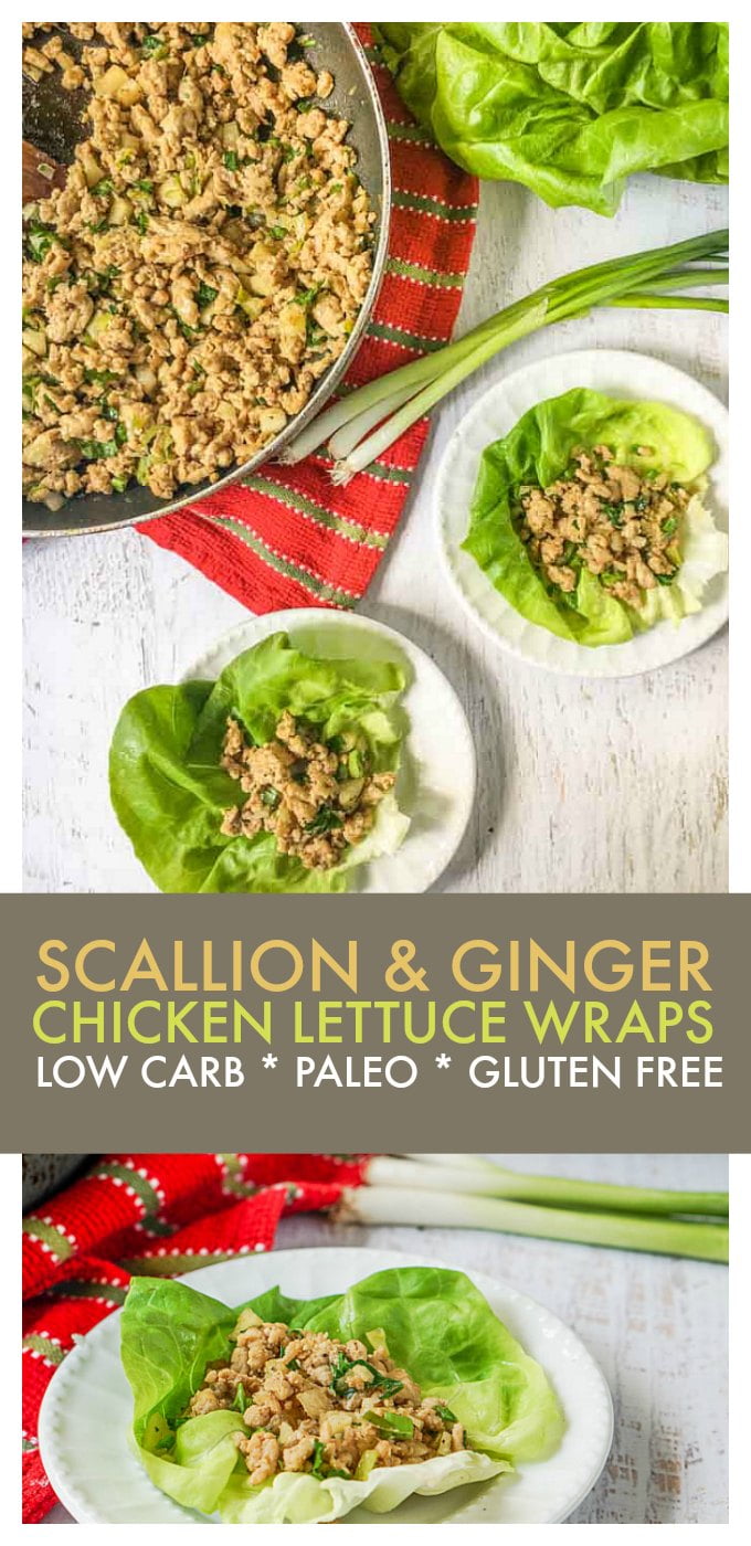 scallion & ginger chicken lettuce cups (healthy, low carb dinner