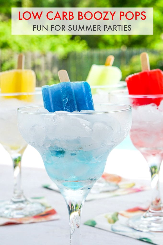 These low carb boozy pops are a fun way to celebrate this summer. Take some of your favorite cocktails and cool off with a low carb pop instead of drink. Can be made without alcohol too! #AToraniVacation