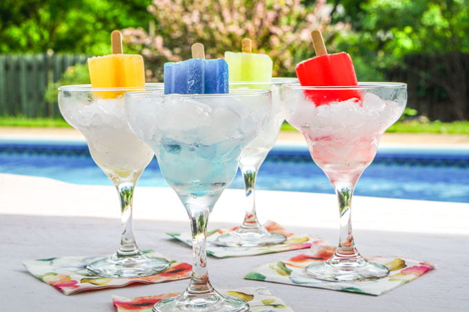 These low carb boozy pops are a fun way to celebrate this summer. Take some of your favorite cocktails and cool off with a low carb pop instead of drink. Can be made without alcohol too! #AToraniVacation