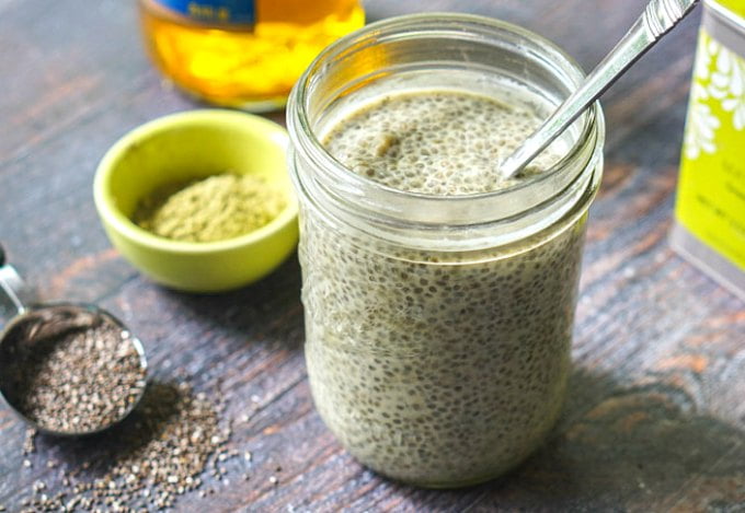 This low carb chia breakfast pudding is a delicious way to start your day. Full of healthy ingredients it's low in carbs but high in protein. And it has the added kick of caffeine from either coffee or matcha!