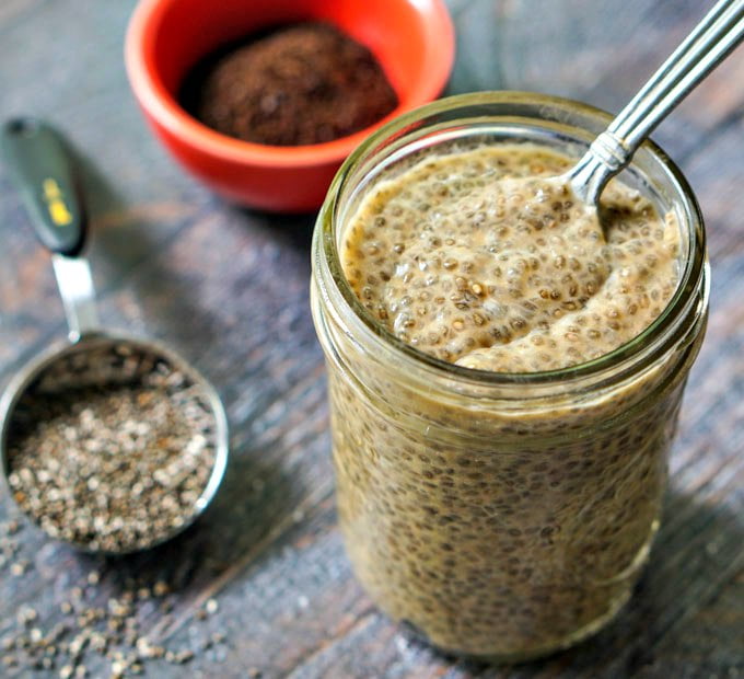 This low carb chia breakfast pudding is a delicious way to start your day. Full of healthy ingredients it's low in carbs but high in protein. And it has the added kick of caffeine from either coffee or matcha!
