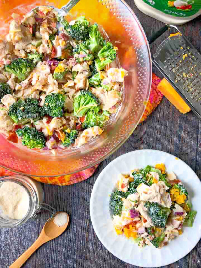 Ranch Chicken Broccoli Salad with Bacon (low carb, high protein)