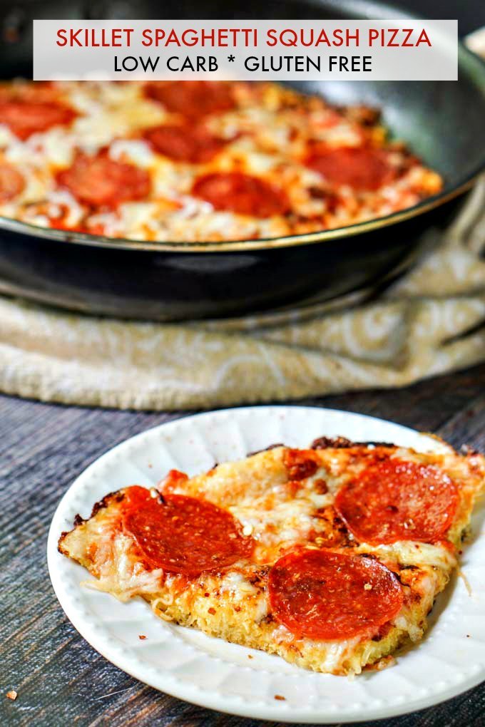 If you ever had spaghetti pizza, you will love this low carb version. Skillet spaghetti squash pizza is a low carb and gluten free answer to your pasta and pizza cravings. The recipe makes 8 big servings as only 4.4g net carbs!
