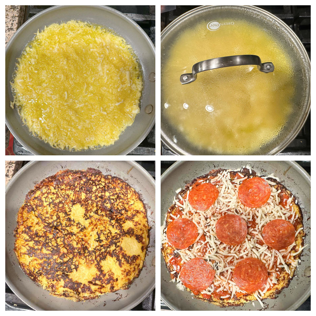 collage of skillet pics of how to make this recipe