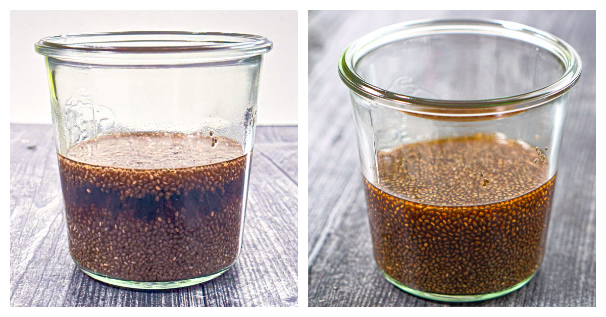 Collage of the drink before and after refrigerating.