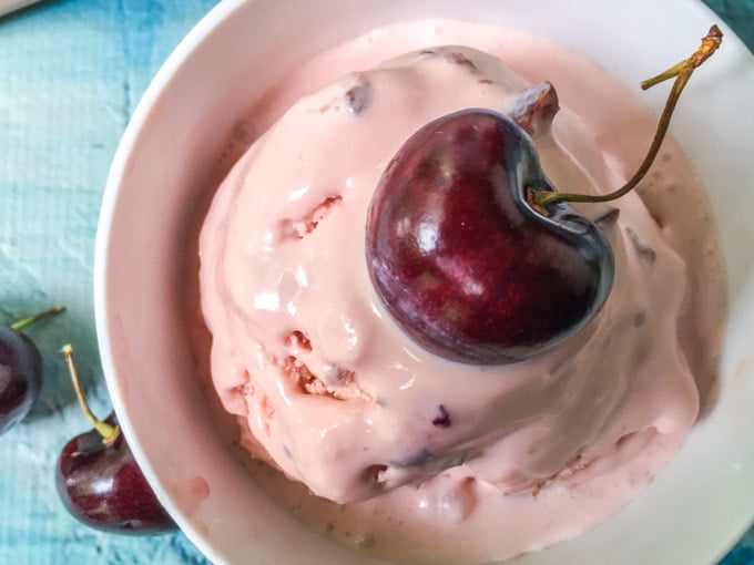 Nothing says summer like a bowl of cherry ice cream, so why not make it a low carb black cherry ice cream? It so rich and creamy and full of that black cherry flavor goodness. Only 3.7g net carbs per serving.