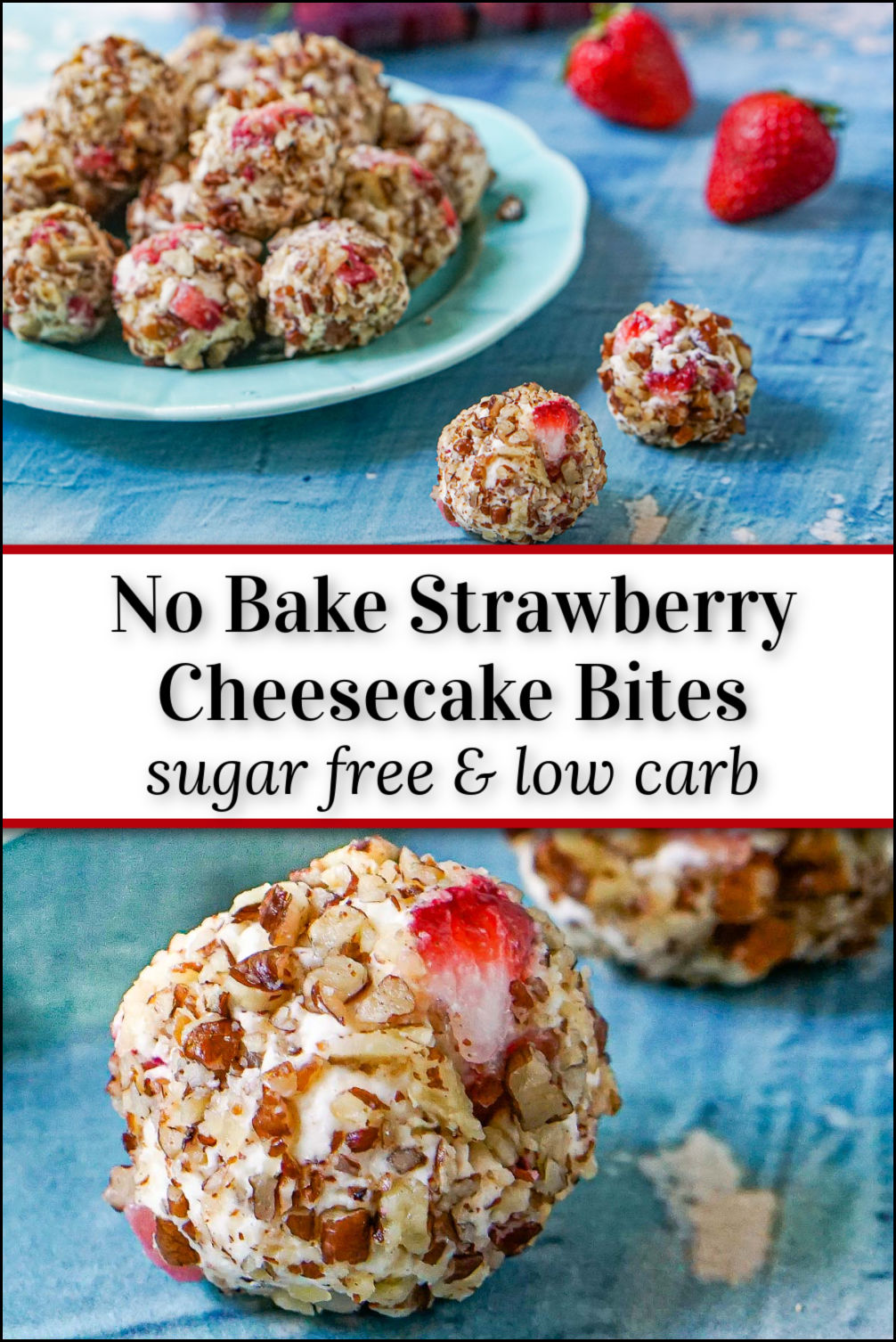 Strawberry Keto Cheesecake Bites Recipe no bake keto dessert!