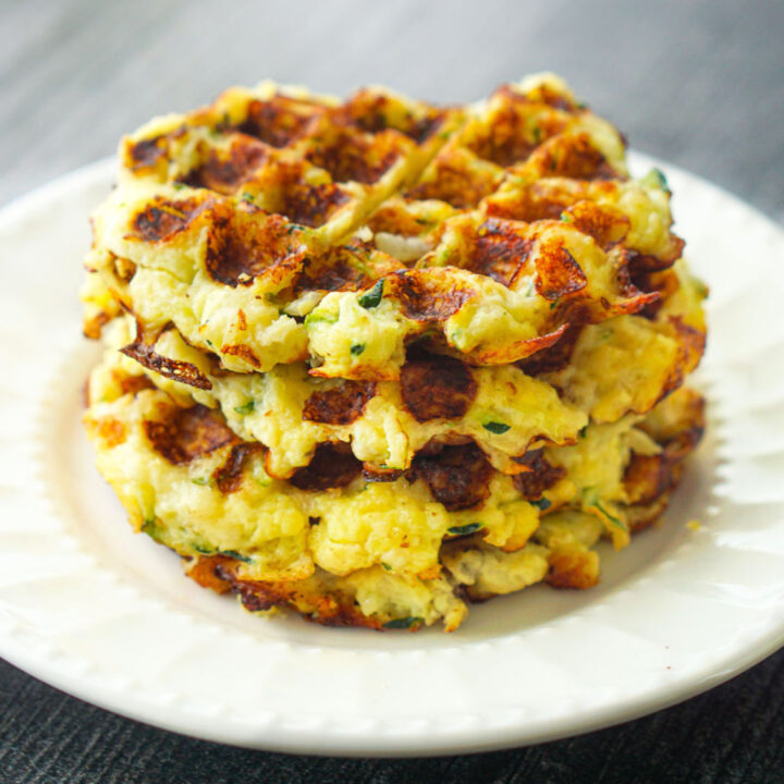 My favorite thing to do while waiting for my batter to bake is to take what  didn't fit in the pan and put it in my mini waffle maker as a sneak