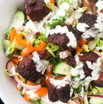 salad with burnt ends and ranch dressing