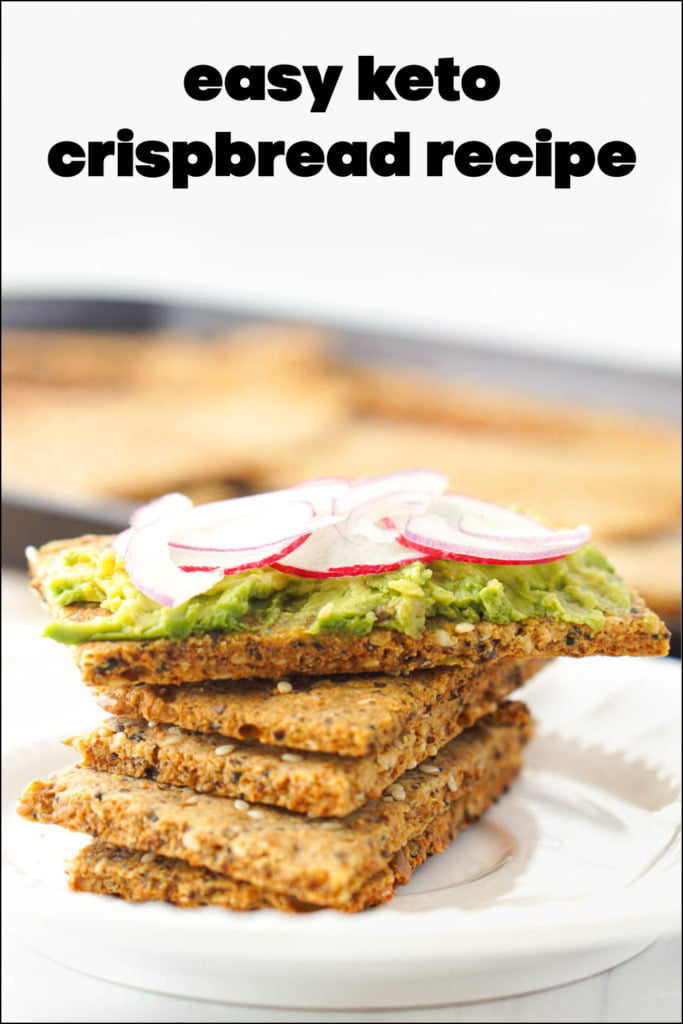 stack of keto crispbread with text