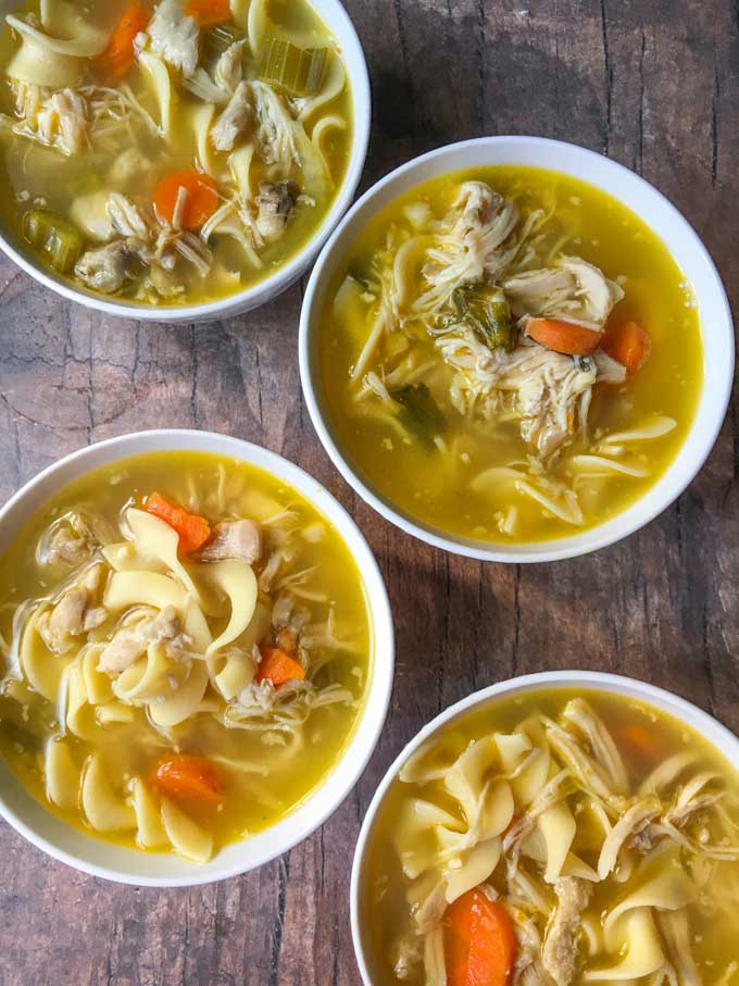 This chunky chicken soup in the Instant Pot is so full of flavor it is sure to be a family favorite. It's easy to make a big batch and then freeze for cold winter days. 