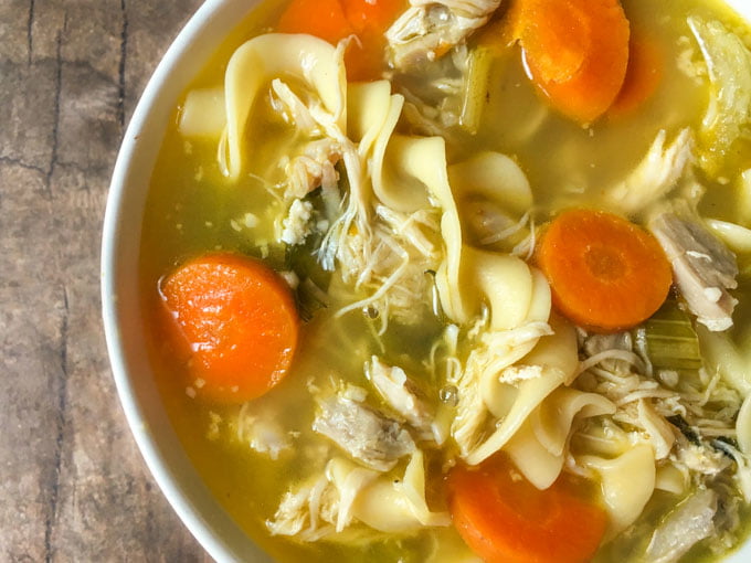 This chunky chicken soup in the Instant Pot is so full of flavor it is sure to be a family favorite. It's easy to make a big batch and then freeze for cold winter days. 