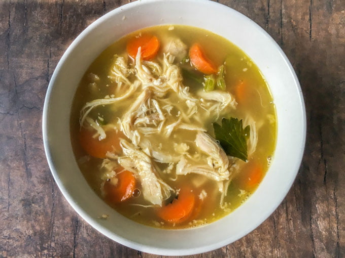 This chunky chicken soup in the Instant Pot is so full of flavor it is sure to be a family favorite. It's easy to make a big batch and then freeze for cold winter days. 