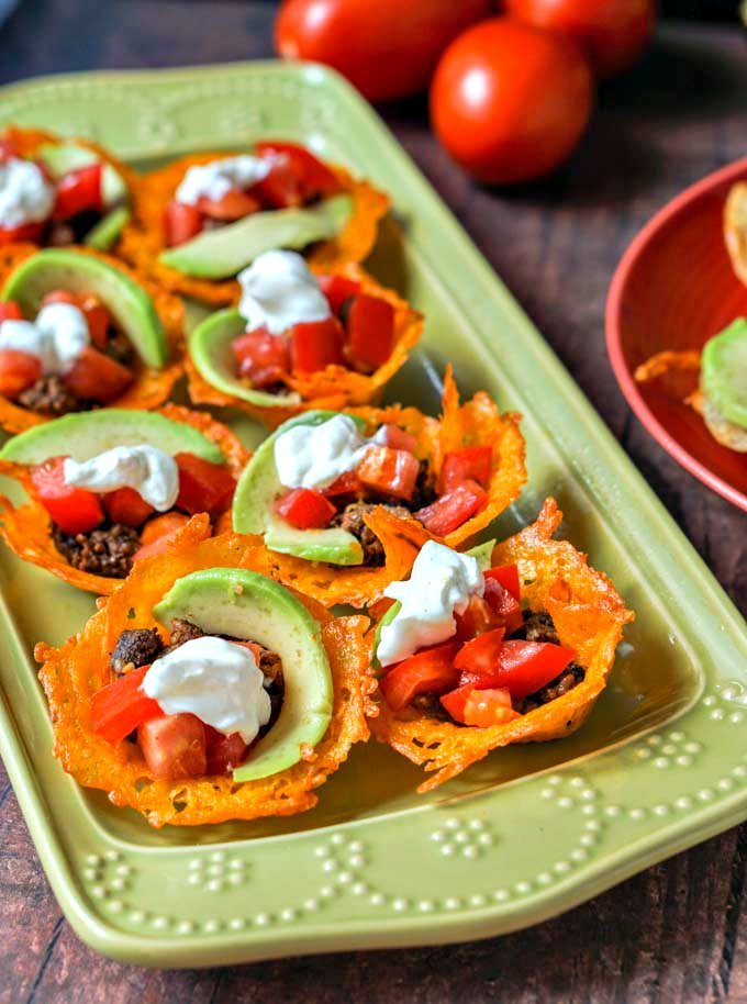 These low carb taco cups are so easy to make that you can eat them for lunch, as a snack or serve as a low carb appetizer. Each taco cup only has 1.8g net carbs!