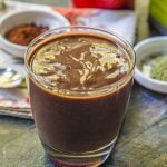 This low carb dark chocolate protein smoothie is rich and creamy full of healthy ingredients like matcha green tea. It's the perfect way to start your morning or give you a lift in the afternoon.