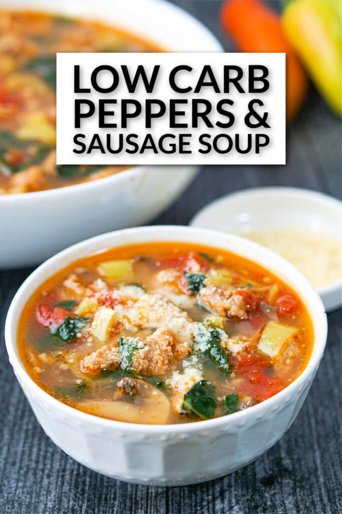 Easy Sausage and Peppers Soup - stuffed banana peppers in a keto soup!