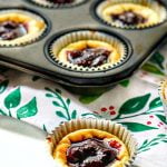 mini blueberry keto cheesecakes in muffin tins with text overlay