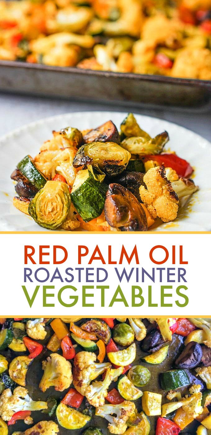 These red palm oil roasted winter vegetables are a healthy and tasty side dish you can easy whip up any day of the week. The red palm oil is a superfood and coupled with seasonal vegetables makes for a healthy dish.