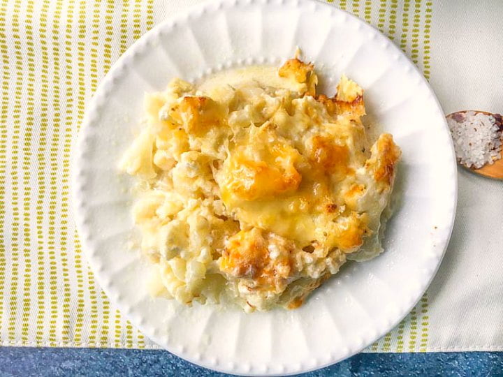 Low Carb Cheesy Cauliflower Casserole a great keto scalloped potato
