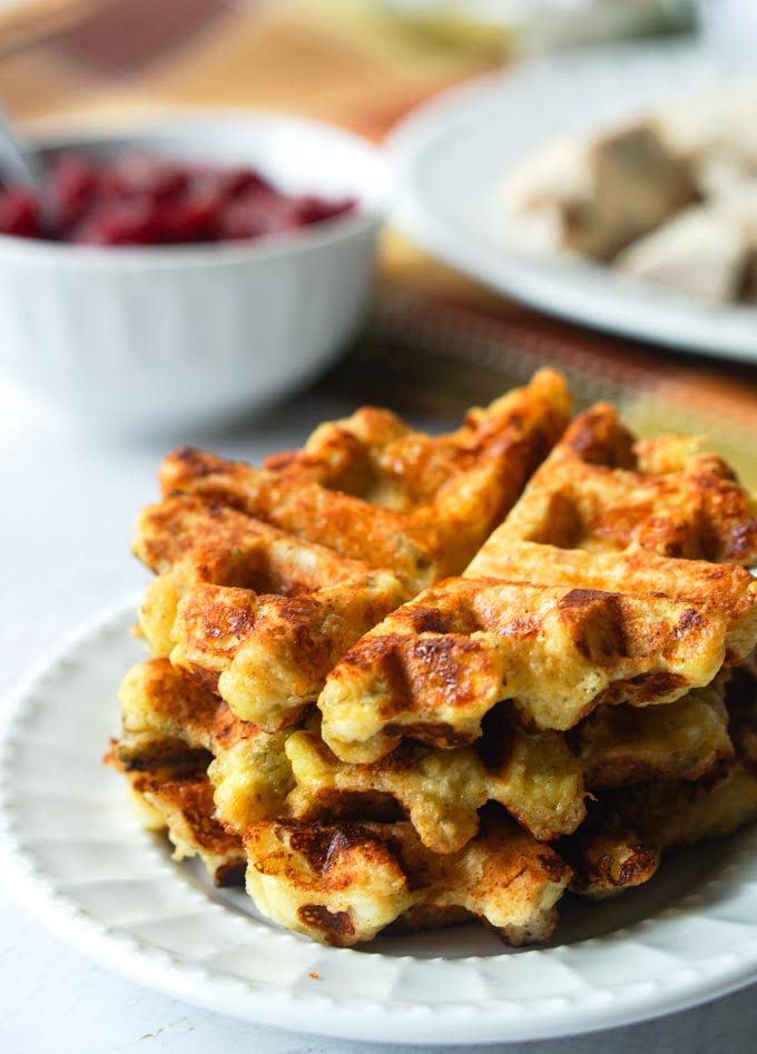 Low Carb Turkey Stuffing Waffles with Thanksgiving Leftovers!