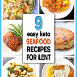 collage of low carb seafood recipes with text overlay