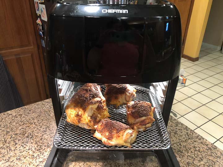 Chefman Air Fryer with rotisserie chicken
