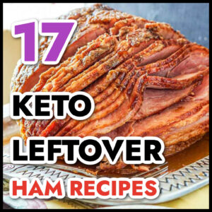A sliced ham with text overlay.
