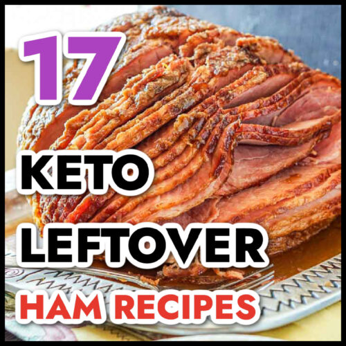 A sliced ham with text overlay.