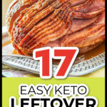 Sliced ham roast with text overlay.