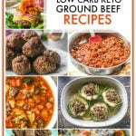 a collage of keto ground beef recipes with text overlay