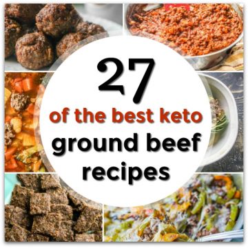 collage of ground beef recipes and text overlay