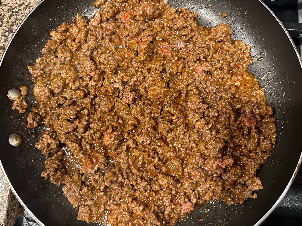 skillet with taco meat