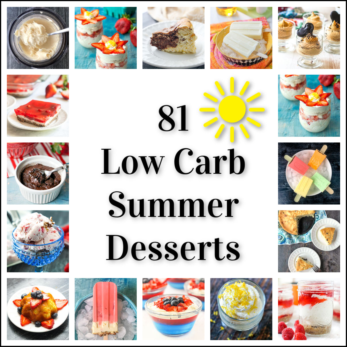 collage of keto summer dessert recipes and text