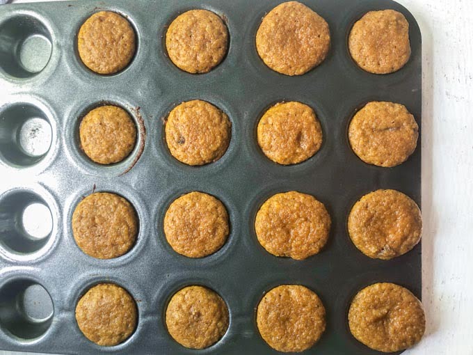 non stick muffin tin with keto pumpkin muffins