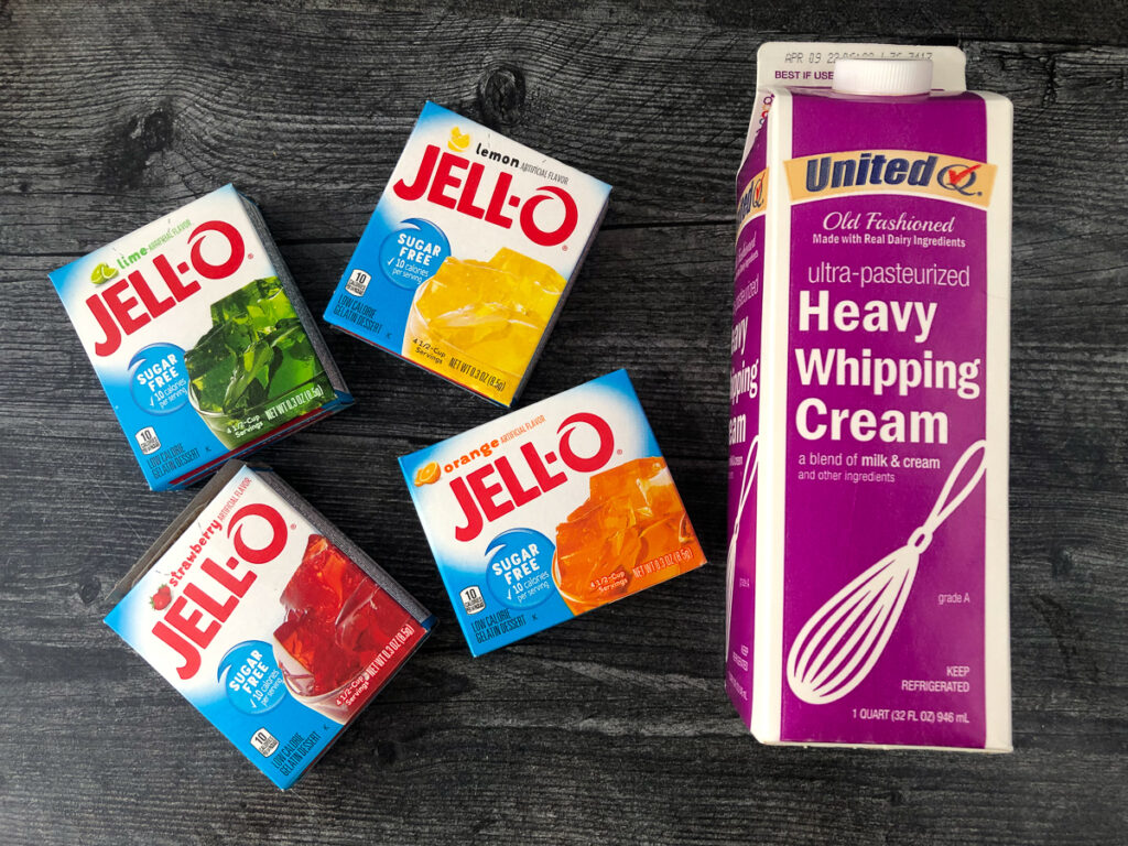 4 sugar free jello boxes and heavy cream