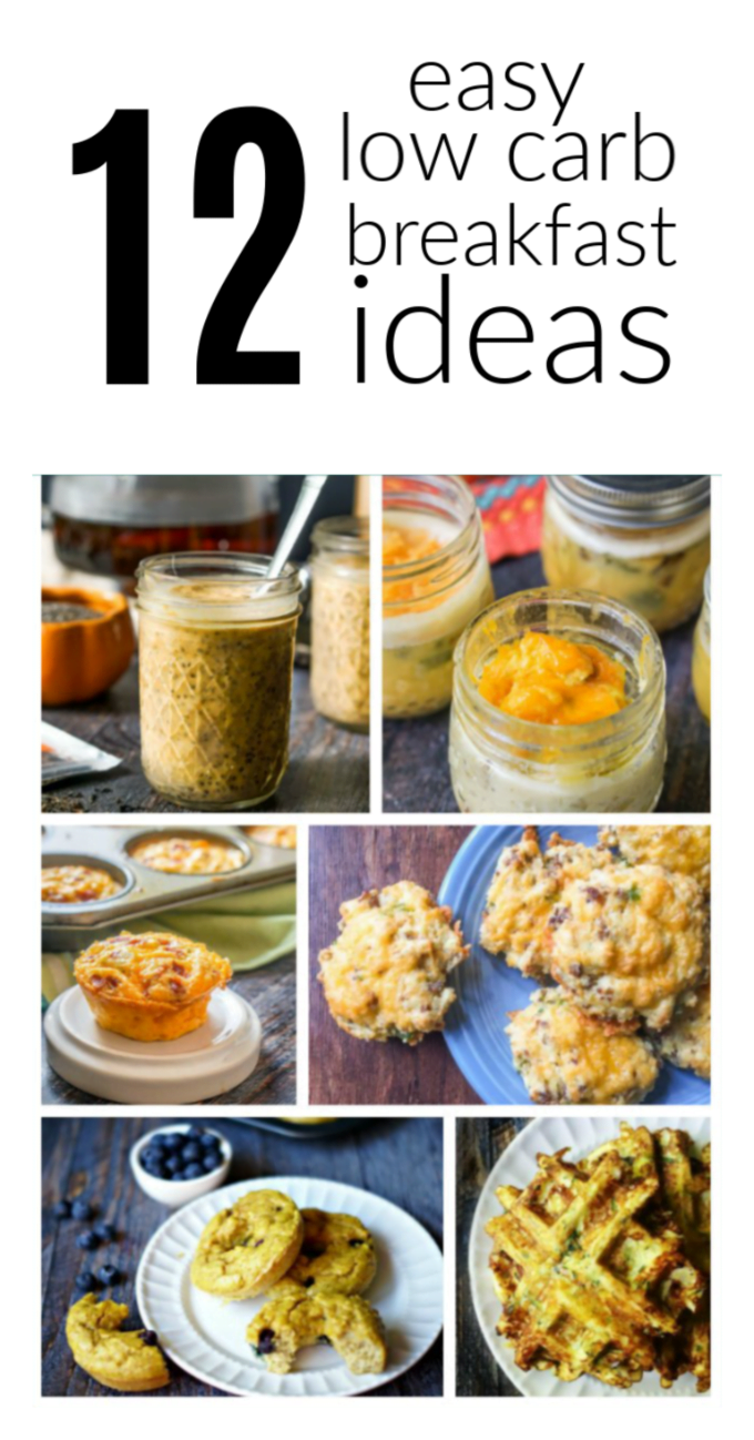 collage of 12 low carb breakfast ideas and text overlay