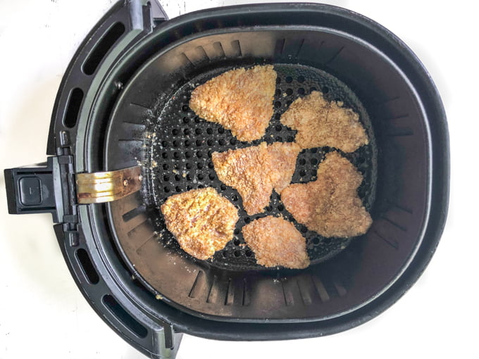 keto fried chicken pieces in air fryer basket