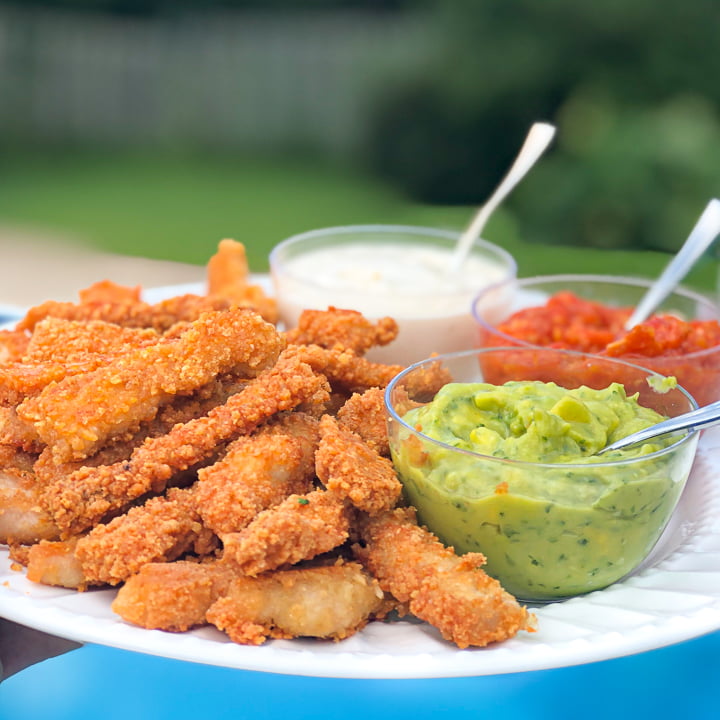 Fried Pork Chops Strips & Dipping Sauces - keto and gluten free!