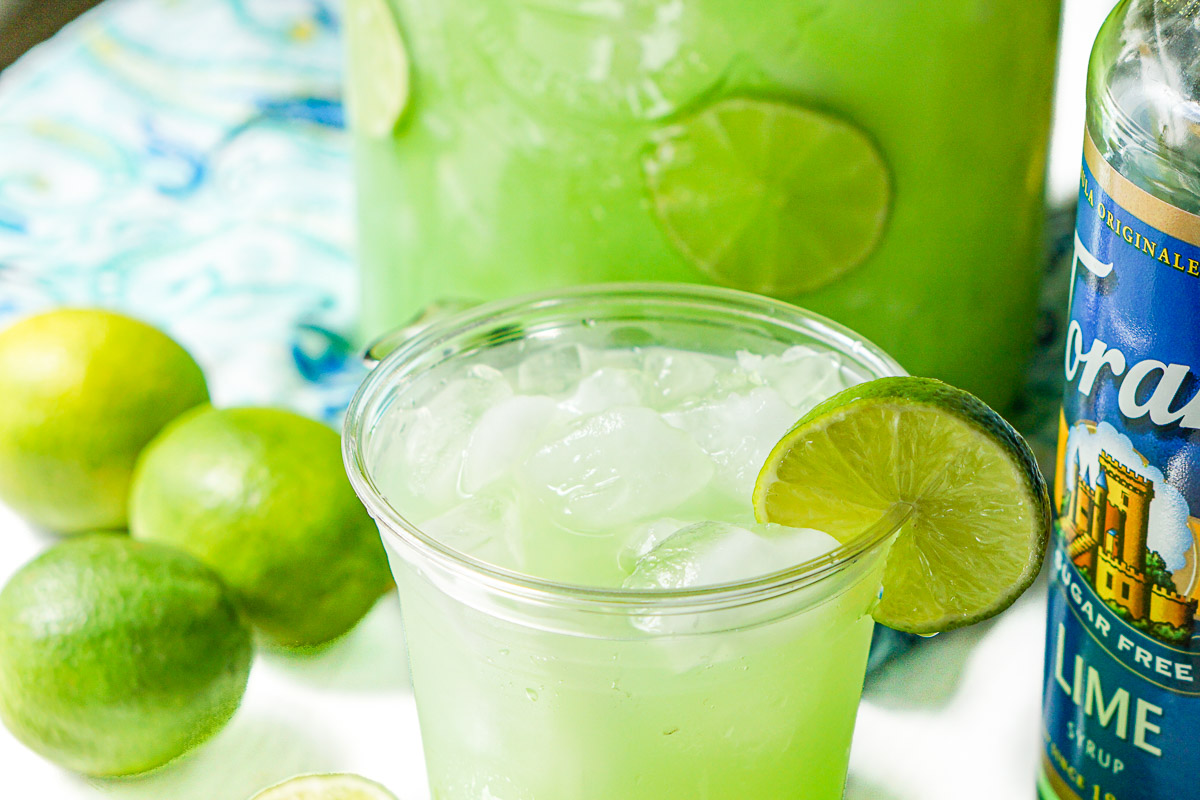 closeup of a glass of margarita punch