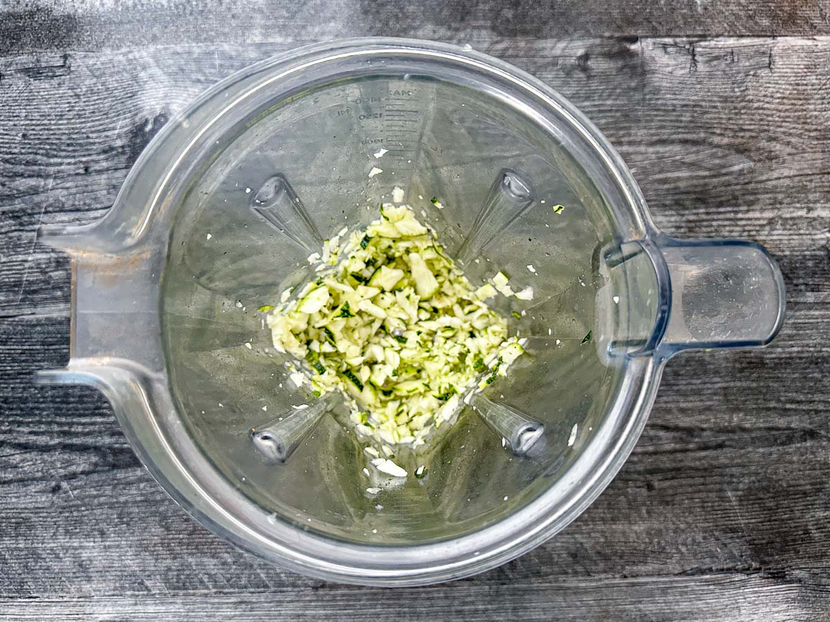 Blender with grated zucchini.