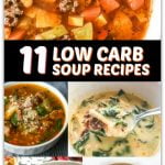 collage of low carb soup pictures with text overlay