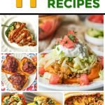 collage of low carb stuffed peppers with text overlay
